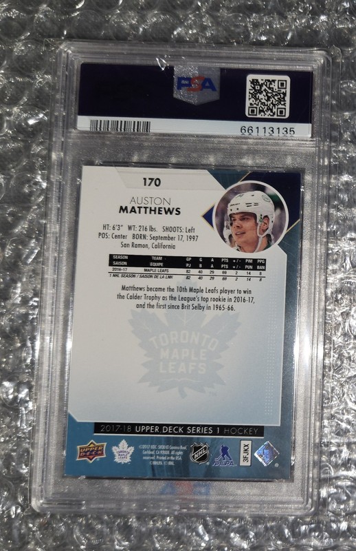 2017 Upper Deck Auston Matthews #170 PSA 9 Maple Leafs, 2nd Year Card  view 2