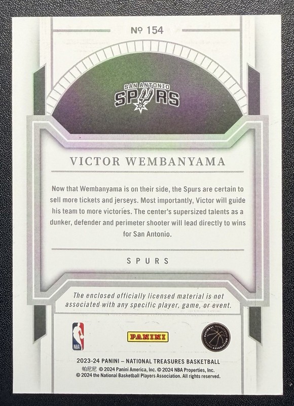 2023 National Treasures Victor Wembanyama Rc Orange Sick Logo Patch /75 Spurs! view 2
