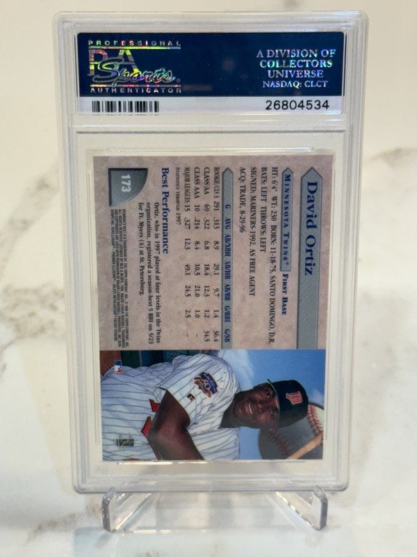 David Ortiz - 1998 Bowman's Best #173 Rookie RC PSA 10 view 2