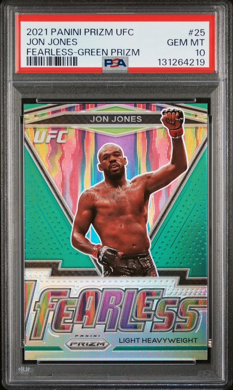 2021 Panini Prizm UFC #25 Jon Jones Fearless Green - PSA 10 GEM MINT - Low POP