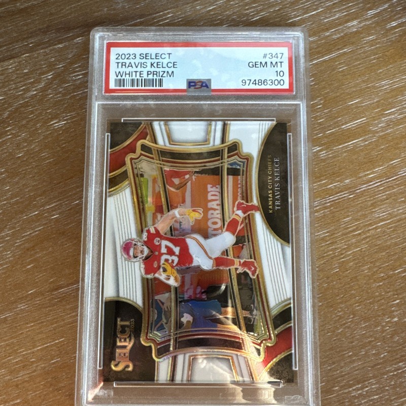 2023 Panini Select Travis Kelce White Prizm 35 Field Level #347 PSA 10