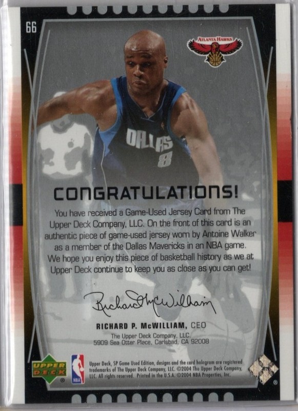 2004-05 SP Game Used Basketball Antoine Walker Hawks Game-Used  Jersey Card view 2