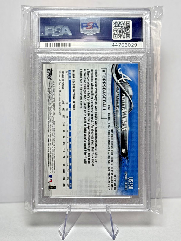 2018 Topps Update US250 Ronald Acuna Jr. RC Rookie PSA 10 view 2