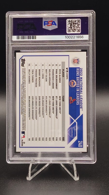 ​2023 Topps Chrome Sapphire Alonso/Goldschmidt/Lindor ORANGE Sapphire /25 PSA 10 view 2
