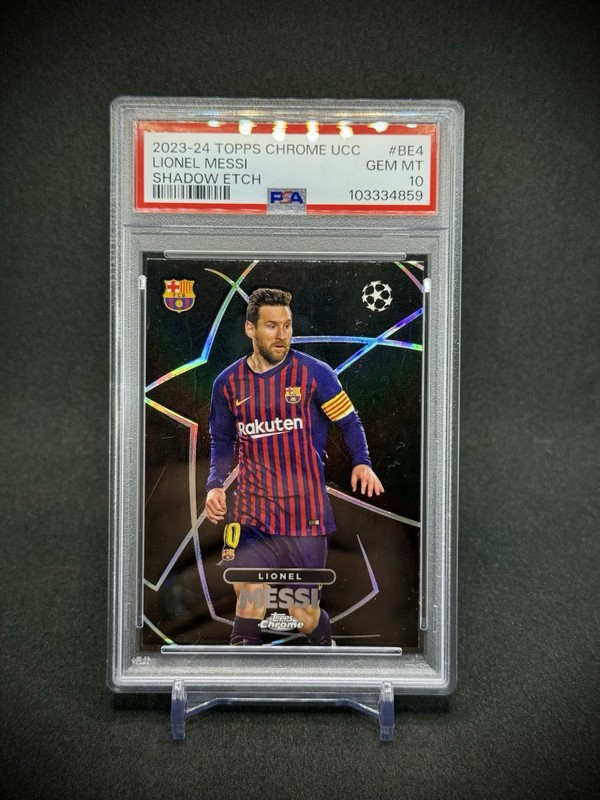 Lionel Messi 2024 Topps Chrome UCC Shadow Etch Case Hit SSP PSA 10