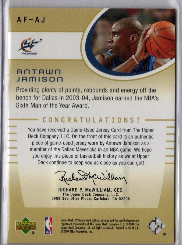 2004-2005 SP Game Used Basketball Antawn Jamison Wizards Game-Used Jersey Card view 2