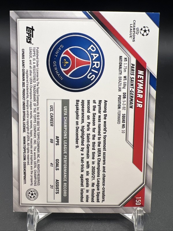 NEYMAR JR. 2021-22 Topps UEFA Champions League SP Sparkle Foil Parallel #150 PSG view 2