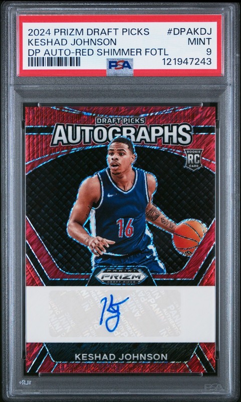 PSA 9 - KESHAD JOHNSON #/11 Auto - 2024 Prizm DP Autograph RC - RED SHIMMER FOTL