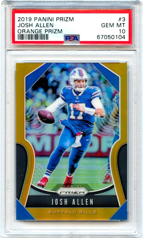 JOSH ALLEN 2019 PANINI PRIZM ORANGE JERSEY # SP 17/249 PSA 10 GEM MINT BILLS