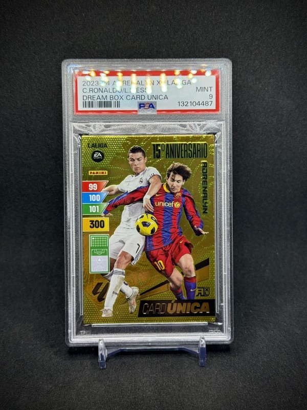 Cristiano Ronaldo Lionel Messi 2023 Adrenalyn XL La Liga Card Unica PSA 9 Mint
