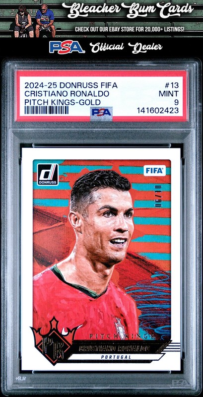2024-25 Donruss FIFA Pitch Kings 13 Cristiano Ronaldo Gold /10 PSA 9