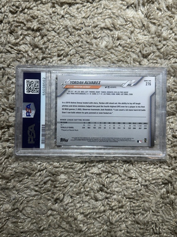 2020 Yordan Alvarez Topps Gold Cup Rookie PSA 9 view 2