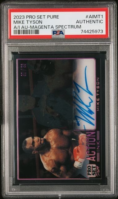 2023 Pro Set Pure Mike Tyson Action Ink Auto Magenta Spectrum #/35 Autograph PSA