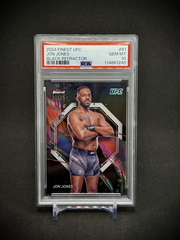 Jon Jones 2024 Topps Finest UFC Black Refractor /25 PSA 10