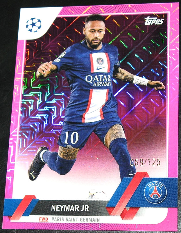 2022-23 Topps Japan Edition UEFA Neymar Jr. Chrome Fuchsia Mojo # 069/125 2023