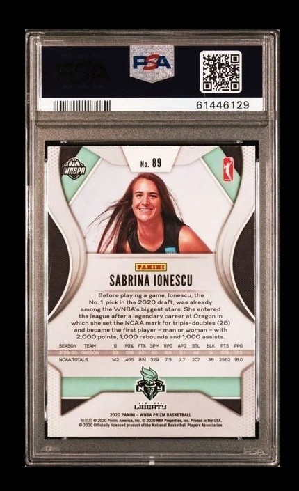 2020 SABRINA IONESCU RC PANINI PRIZM WNBA NEW YORK LIBERTY PSA 10 GEM MINT view 2