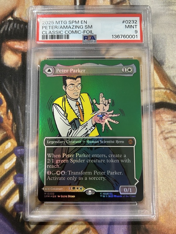 MTG Peter Parker Amazing Spider-Man (Borderless) 0232 Classic Comic Foil - PSA 9