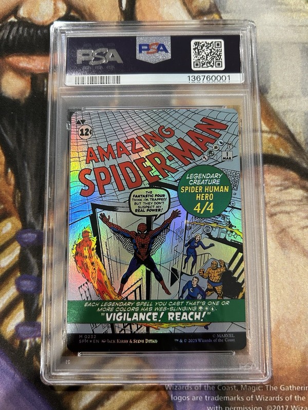 MTG Peter Parker Amazing Spider-Man (Borderless) 0232 Classic Comic Foil - PSA 9 view 2