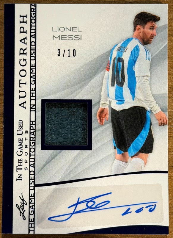 2025 Leaf ITGU Lionel Messi AUTO + GAME USED RELIC JERSEY PATCH /10 🔥RARE🔥