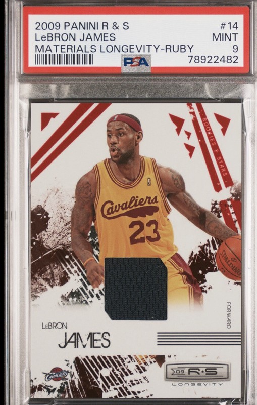 2009 Rookies & Stars LeBron James Ruby /250 Game Worn Jersey PSA 9 Pop 4 Cavs