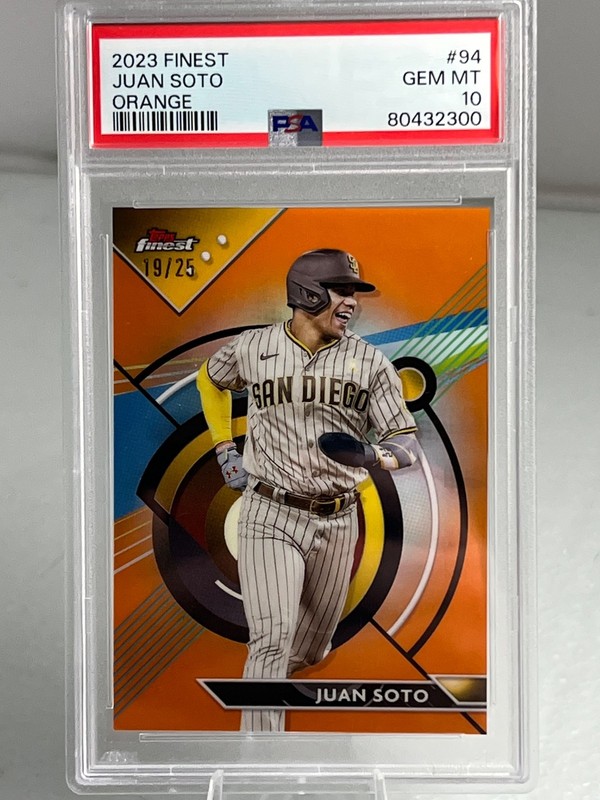 2023 finest juan soto orange /25 psa 10 pop 2 super sharp