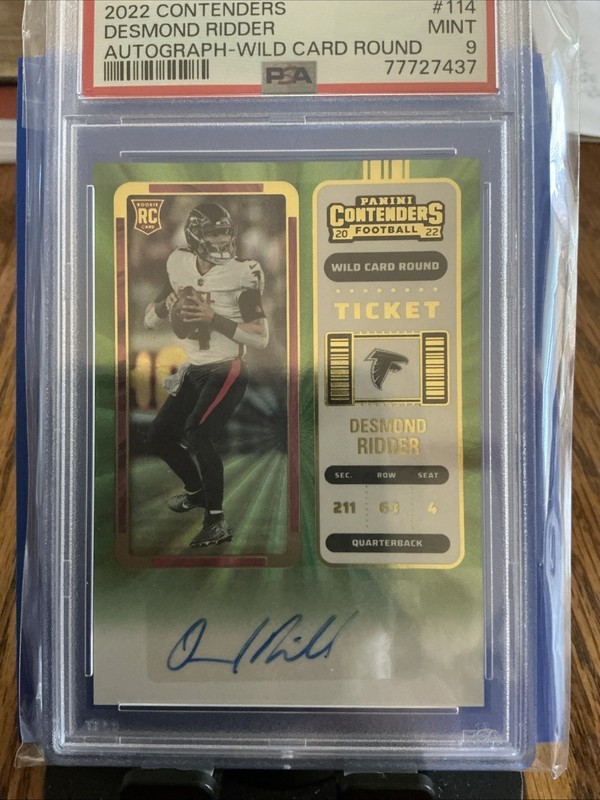 2022 Contenders Wild Card Round Green ~ DESMOND RIDDER ~ RC On Card Auto ~ PSA 9 view 2