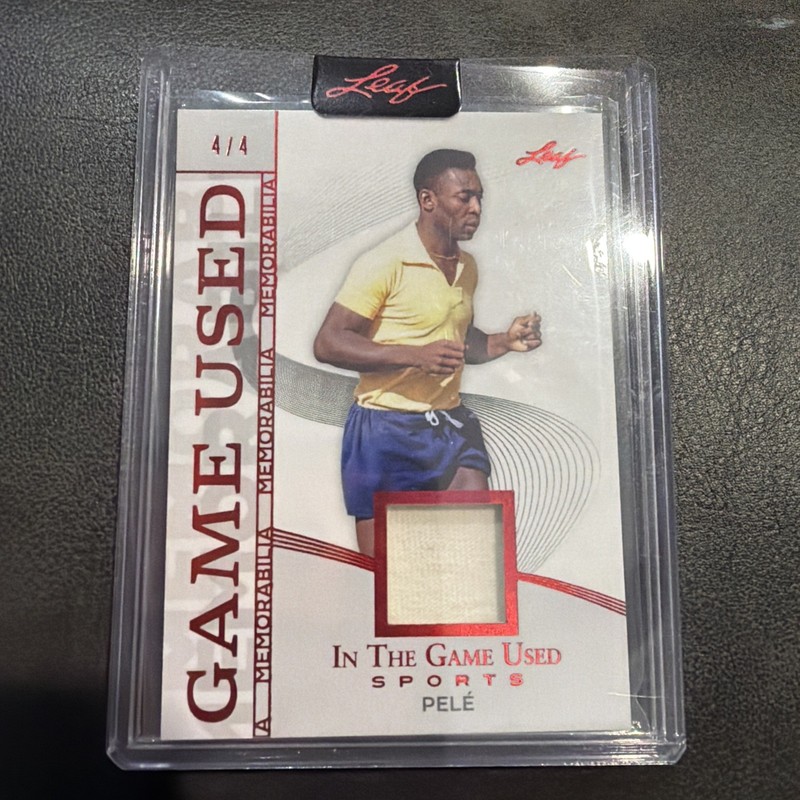 2025 Leaf In The Game Used Red PELE #4/4 Match Worn Soccer Jersey GM-38