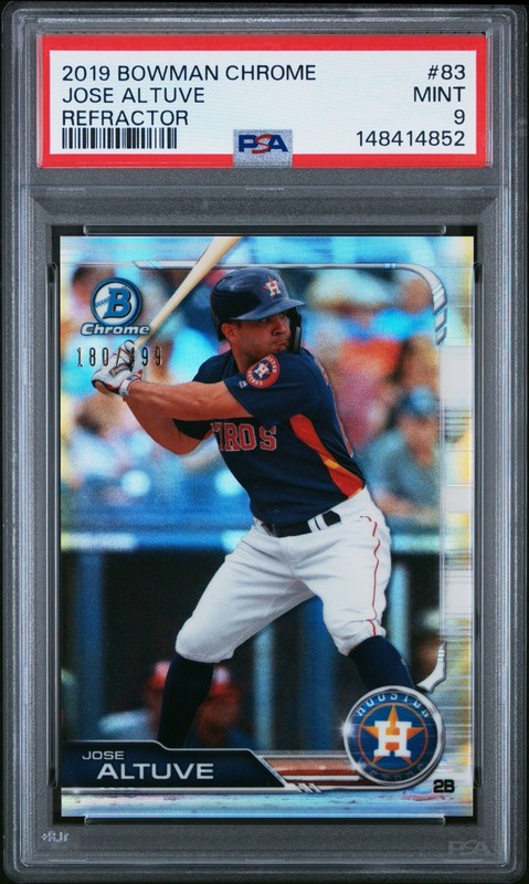 Jose Altuve - 2019 Bowman Chrome Refractor   PSA 9   #180/499