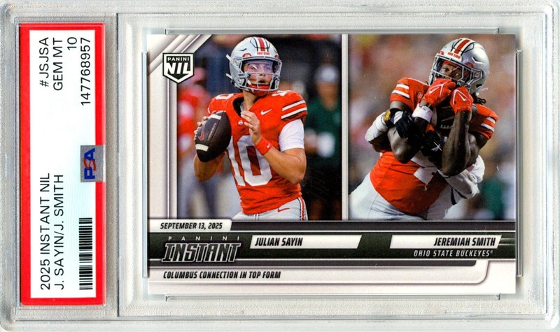 JEREMIAH SMITH JULIAN SAYIN RC 2025 PANINI INSTANT NIL DUAL ROOKIE /364 PSA 10