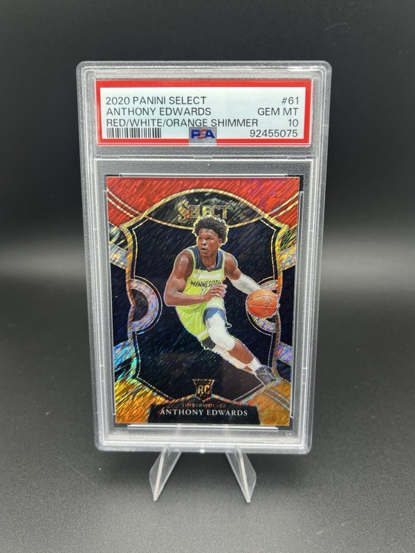 2020-21 Select Anthony Edwards Rookie RC Red White Orange Shimmer Prizm PSA 10