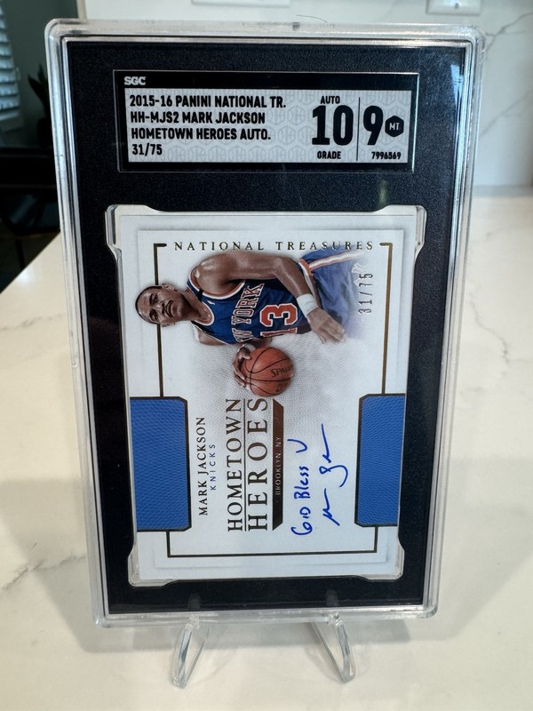 2015-16 Panini National Treasures Hometown Heroes /75 Mark Jackson Auto Knicks view 2