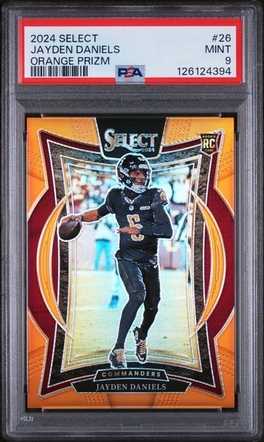 2024 Panini Select Jayden Daniels RC #26 Orange Prizm /49 PSA 9 view 2