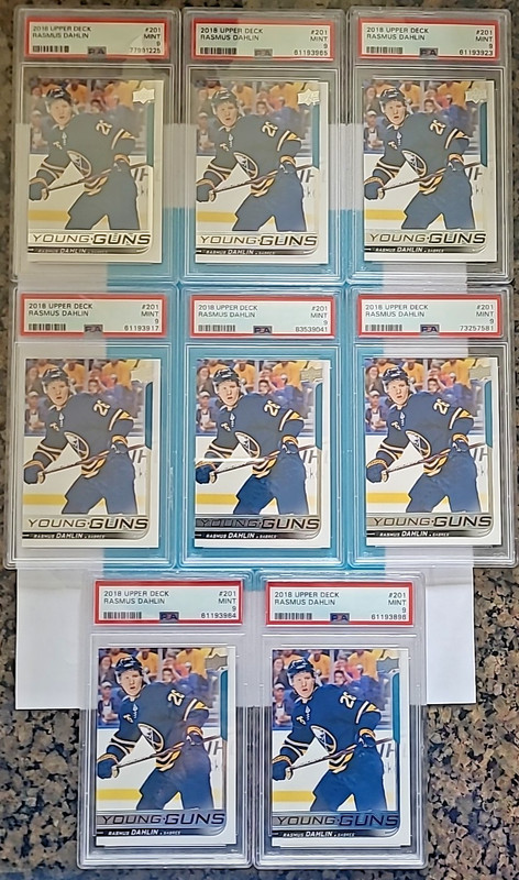 2018-19 Rasmus Dahlin Upper Deck Young Guns Rookie RC #201 PSA 9 MINT
