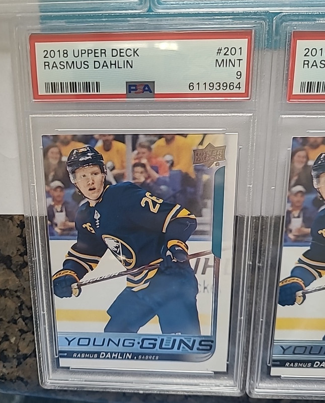 2018-19 Rasmus Dahlin Upper Deck Young Guns Rookie RC #201 PSA 9 MINT view 2