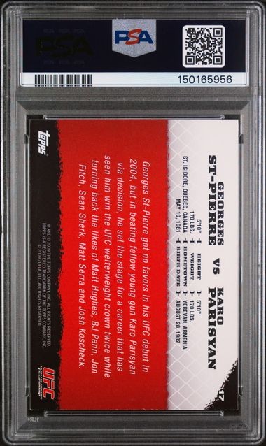 2009 Topps UFC - PSA 8 - Georges St-Pierre, Karo Parisyan #17 - Round 1 - (RC) view 2