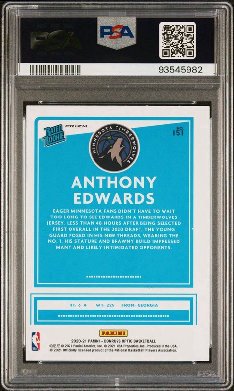 PSA - 2020 Optic Target Set Pulsar ANTHONY EDWARDS Rookie 📈💰 view 2