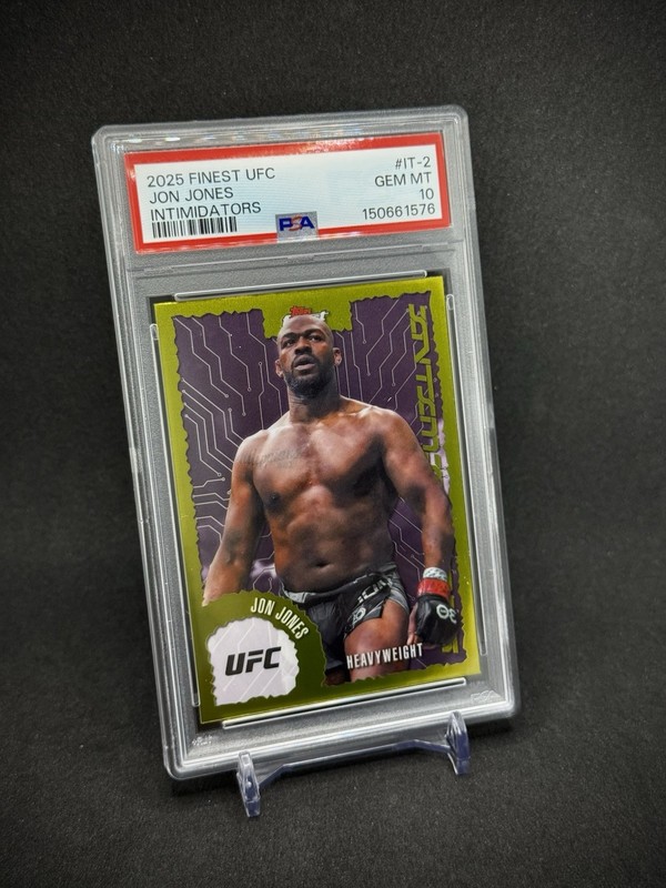 Jon Jones 2025 Topps Finest UFC Intimidators PSA 10 Gem Mint view 2