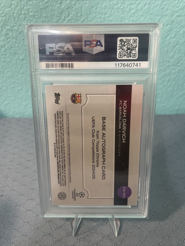 2024-2025 Topps Chrome UEFA Noah Darvich Rookie Auto PSA 9 view 2