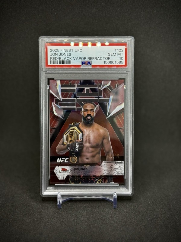 Jon Jones 2025 Topps Finest UFC Red Black Vapor Refractor /15 PSA 10