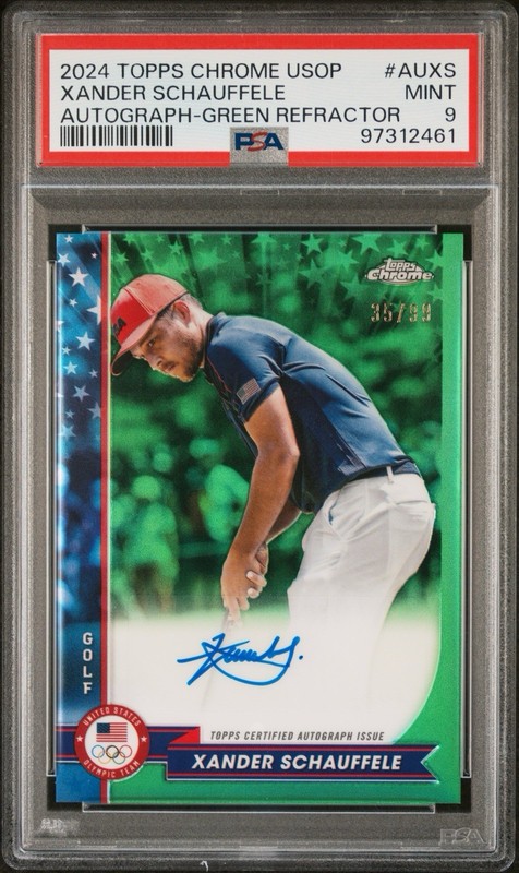 2024 Topps Chrome U.S. Autographs Xander Schauffele Green Refractor /99 (AU, RC)