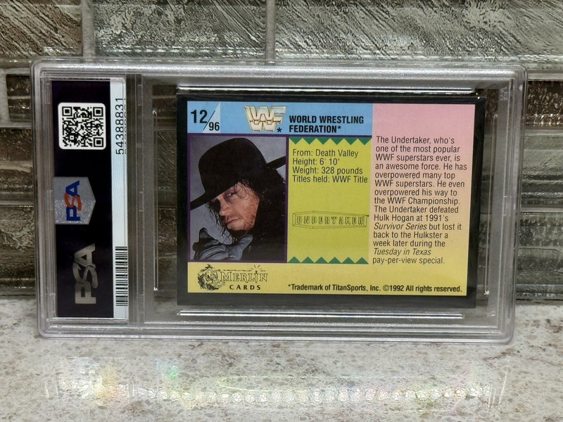 THE UNDERTAKER ~ 1992 Merlin WWF #12 Gold Series 1 PSA 7 NM 📈🔥! view 2