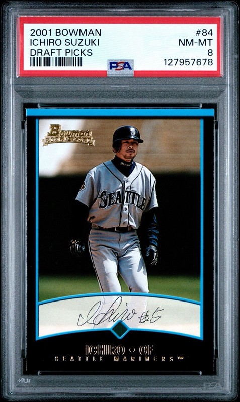Bowman 2001 Draft Picks & Prospects Ichiro Suzuki #BDP84 Rookie PSA 8 Mariners