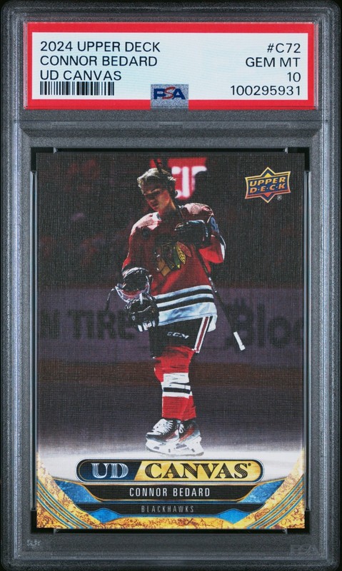 Connor Bedard 2024 Upper Deck UD Canvas Hockey Card #C72 Graded PSA 10