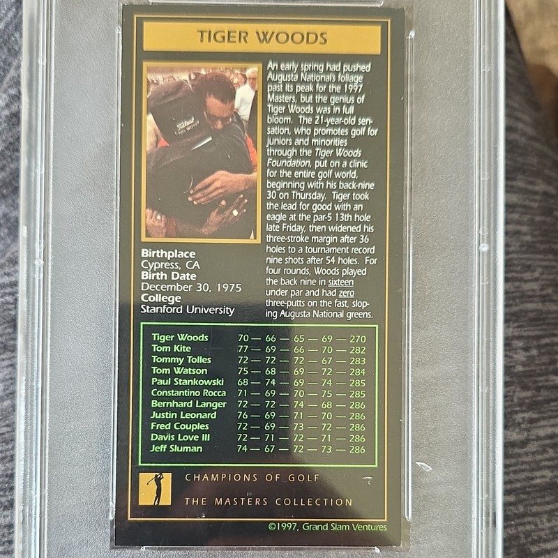 Grand Slam Ventures Champions of Golf Masters Tiger Woods #1997 Rookie 1997 PSA view 2