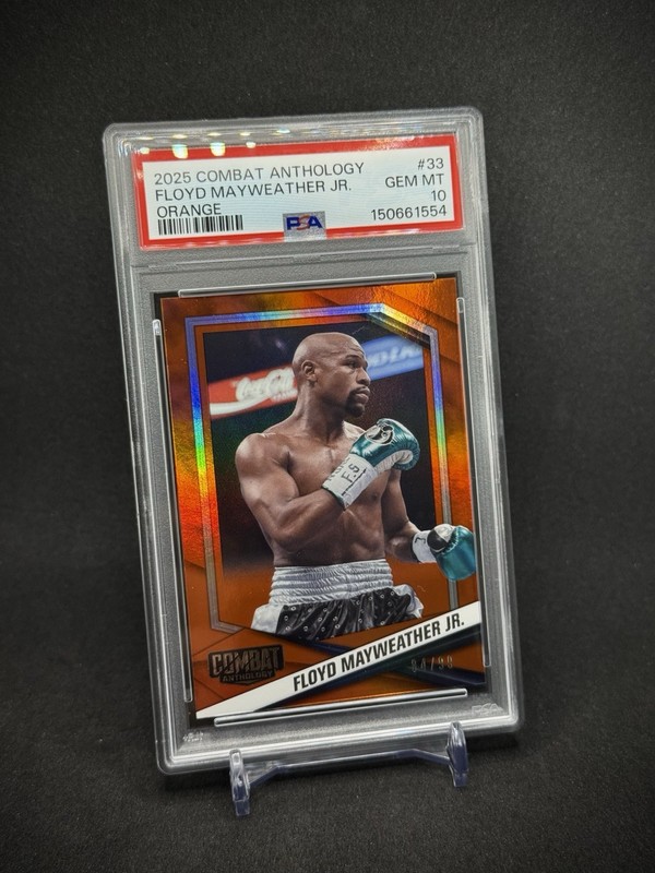 Floyd Mayweather Jr 2025 Panini Combat Anthology Orange /99 PSA 10 Gem Mint view 2