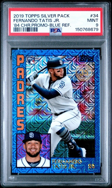 Fernando Tatis Jr RC /150 - 2019 Topps Silver Pack Blue Refractor PSA 9 Padres