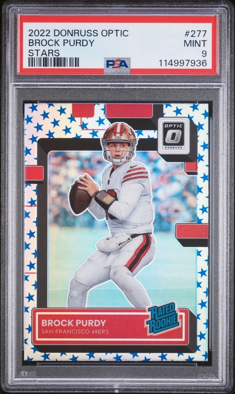 2022 Panini Donruss Optic - Rated Rookie Brock Purdy #277 Stars Prizm (RC) PSA 9