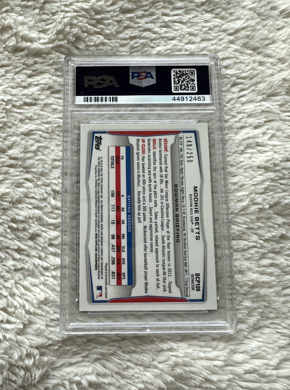 2014 Bowman Chrome Mookie Betts Blue Refractor Rookie #/250 - PSA 10 GEM MT view 2