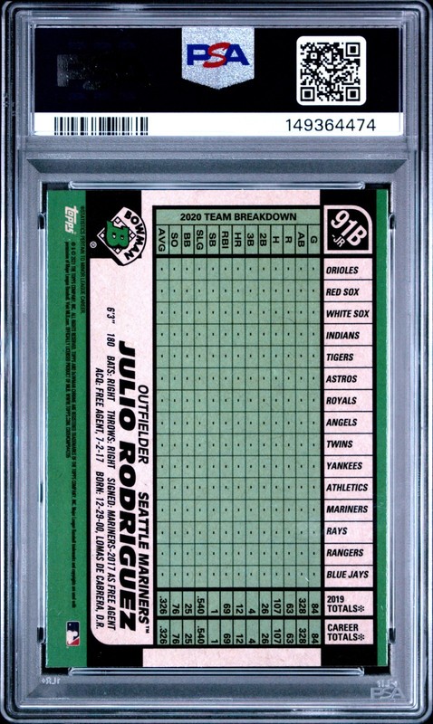 Julio Rodriguez - 2021 Bowman Chrome 1991 Bowman   PSA 10 view 2