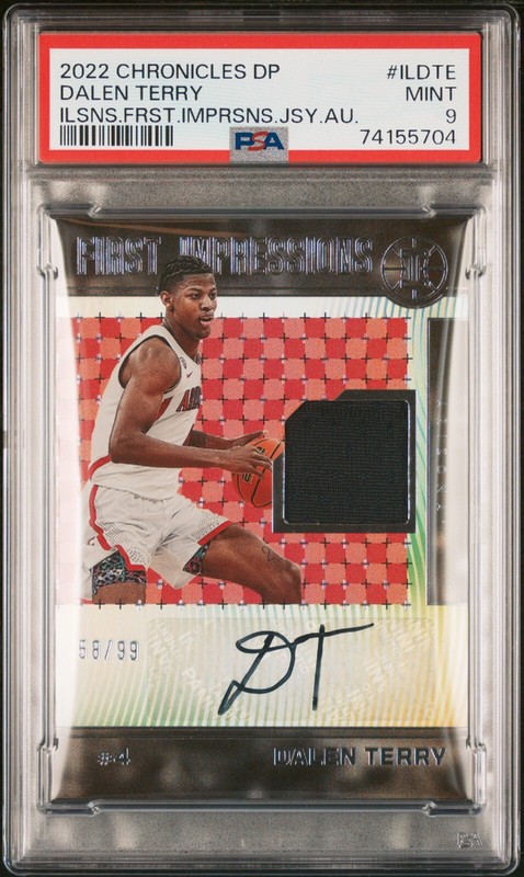 PSA 9 - DALEN TERRY #/99 Auto 2022 Chronicles First Impressions Jersey RPA Patch